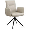 ARMLEHNSTUHL  Sitzfläche 360° drehbar, automatische Rückholfunktion  Echtleder  - Beige/Schwarz, Trend, Leder/Metall (63/89/62cm) - Novel