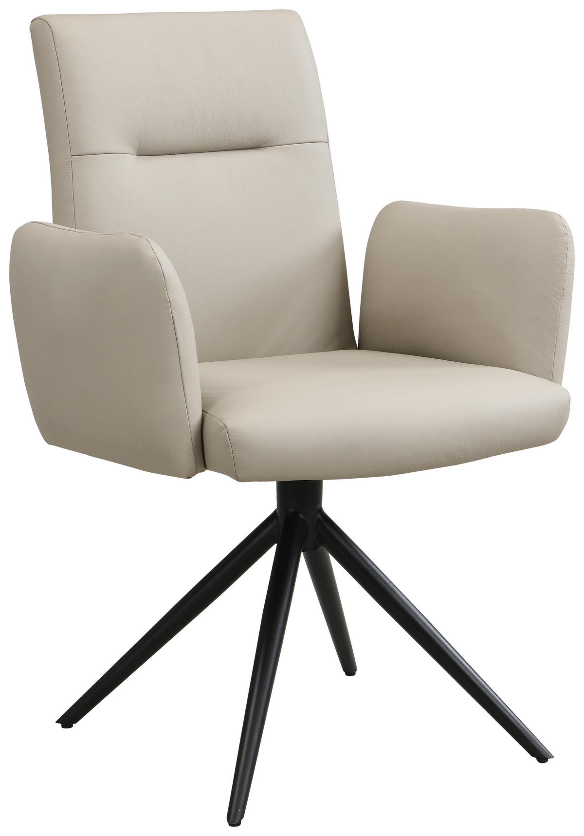 ARMLEHNSTUHL  Sitzfläche 360° drehbar, automatische Rückholfunktion  Echtleder  - Beige/Schwarz, Trend, Leder/Metall (63/89/62cm) - Novel