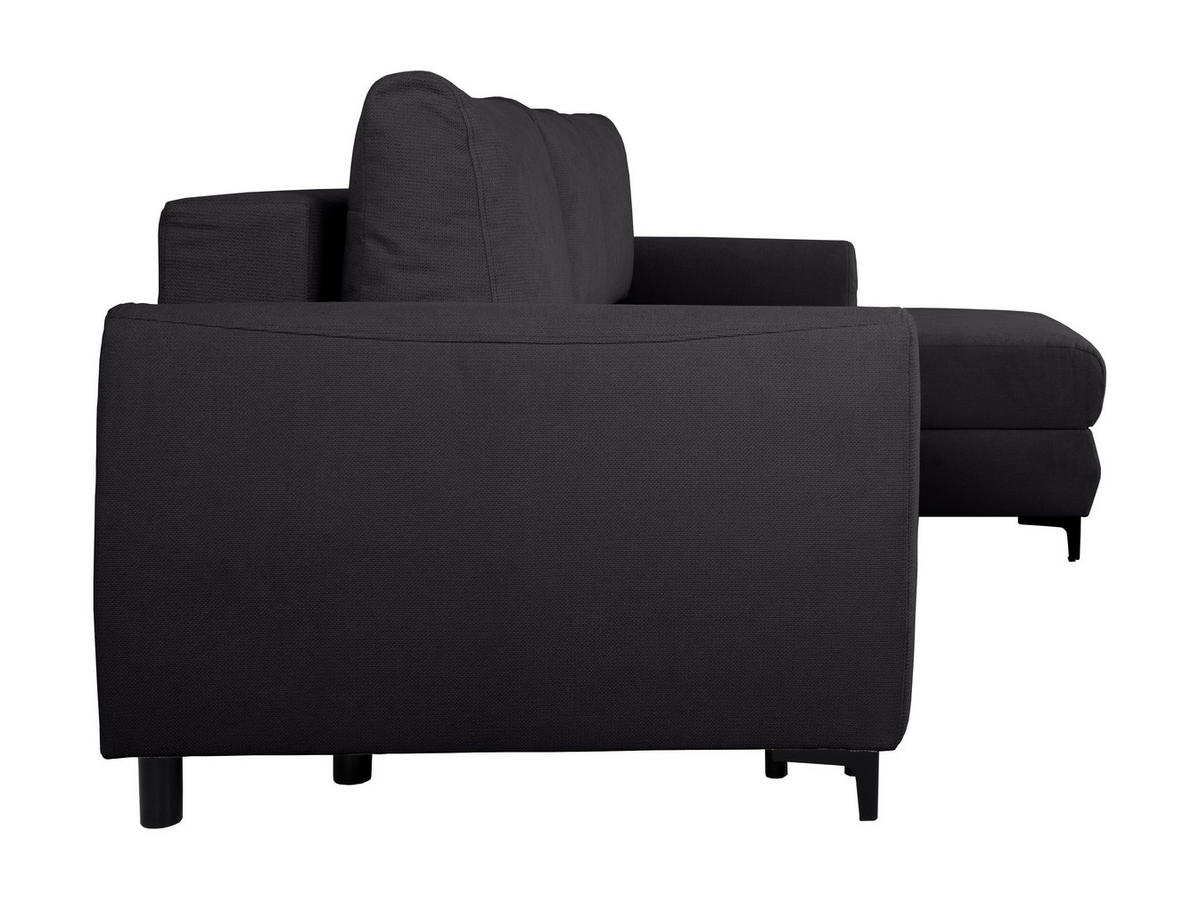 ECKSOFA Moli Schwarz Mikrofaser  - Schwarz, Design, Textil/Metall (236/148cm) - MID.YOU