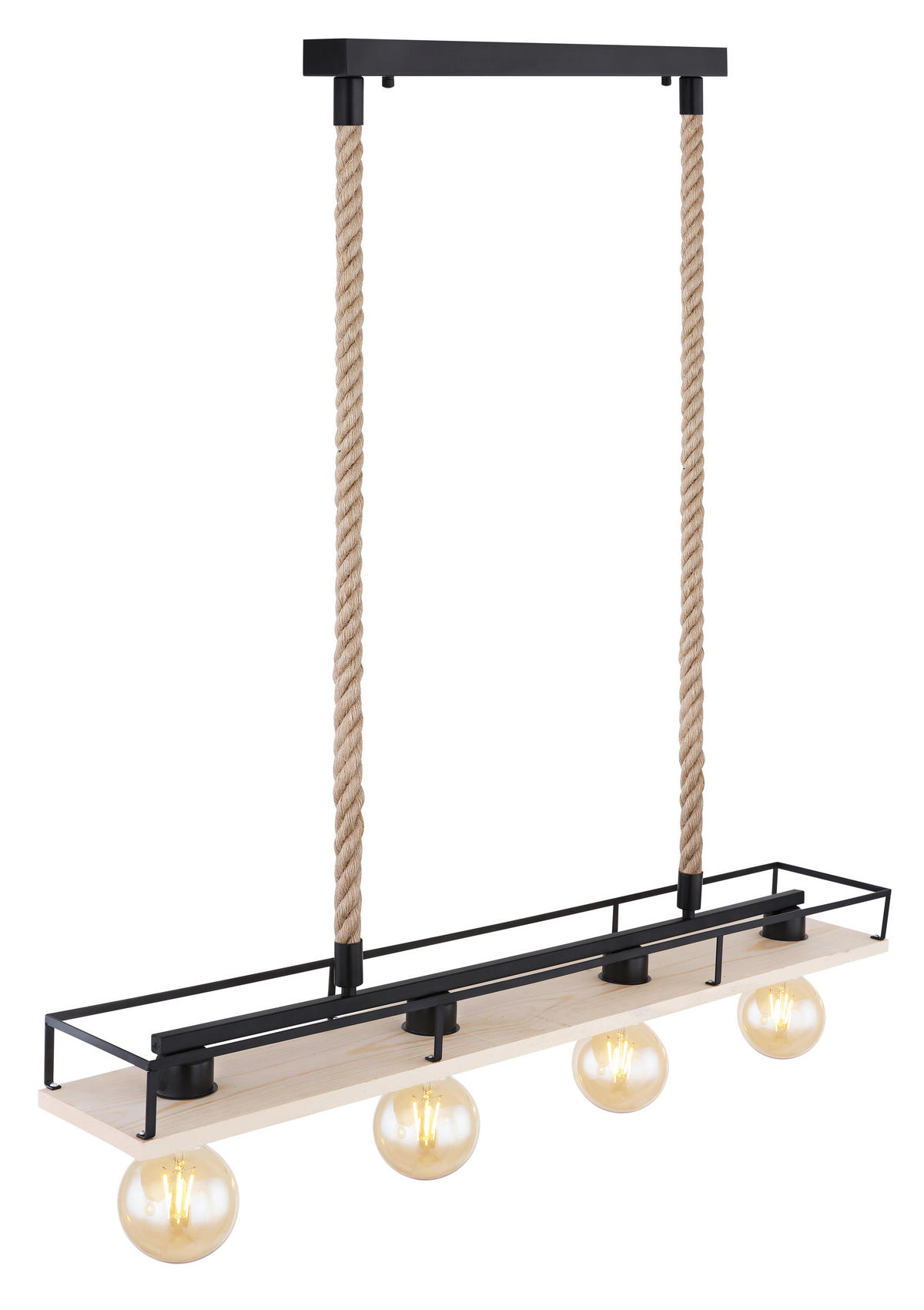HÄNGELEUCHTE 95/15/120 cm   - Schwarz/Braun, Basics, Naturmaterialien/Holz (95/15/120cm) - Globo