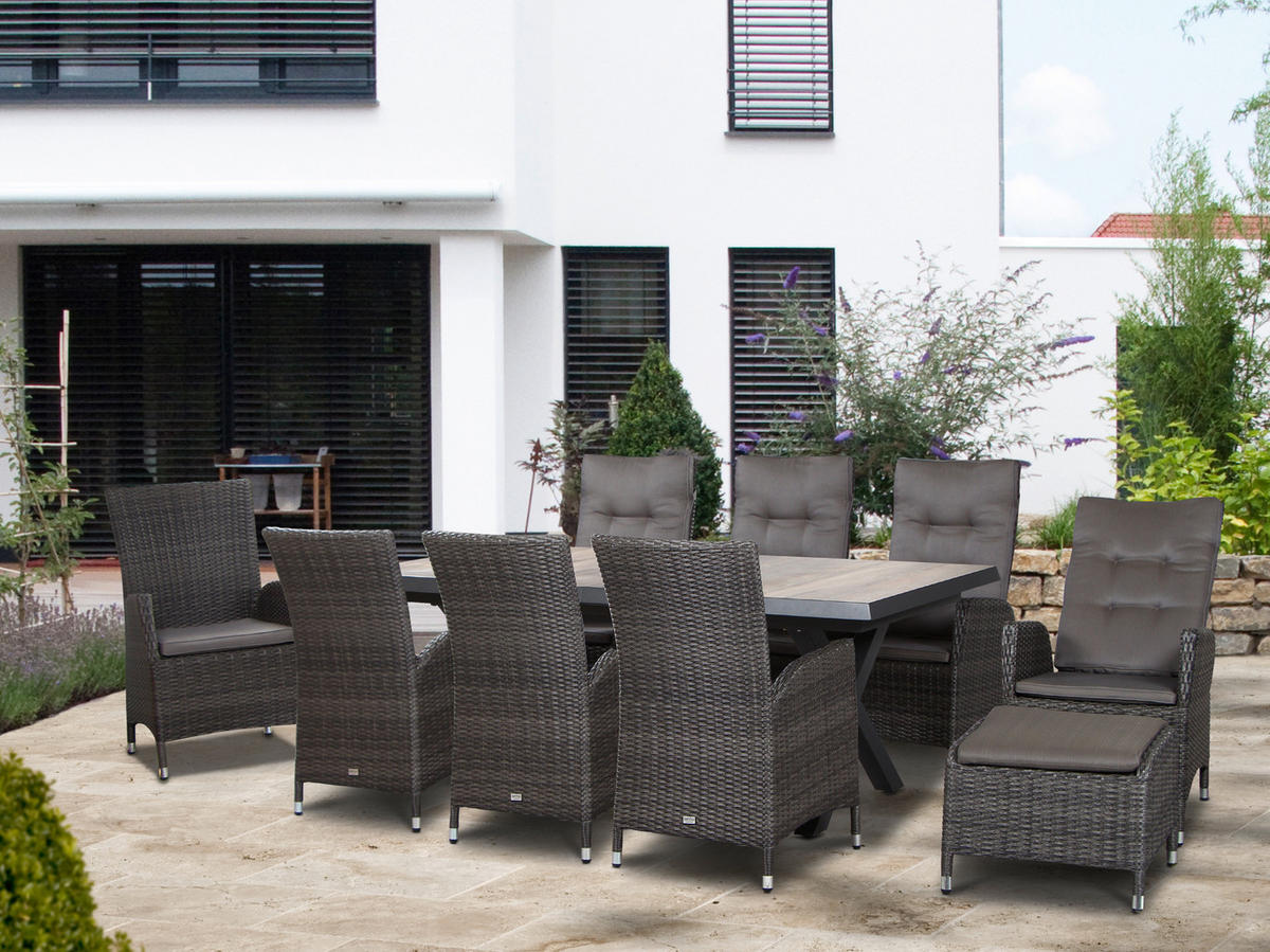 GARTENTISCH 200-260/100/77 cm Metall rechteckig  - Anthrazit/Graubraun, Basics, Keramik/Metall (200-260/100/77cm) - Siena Garden