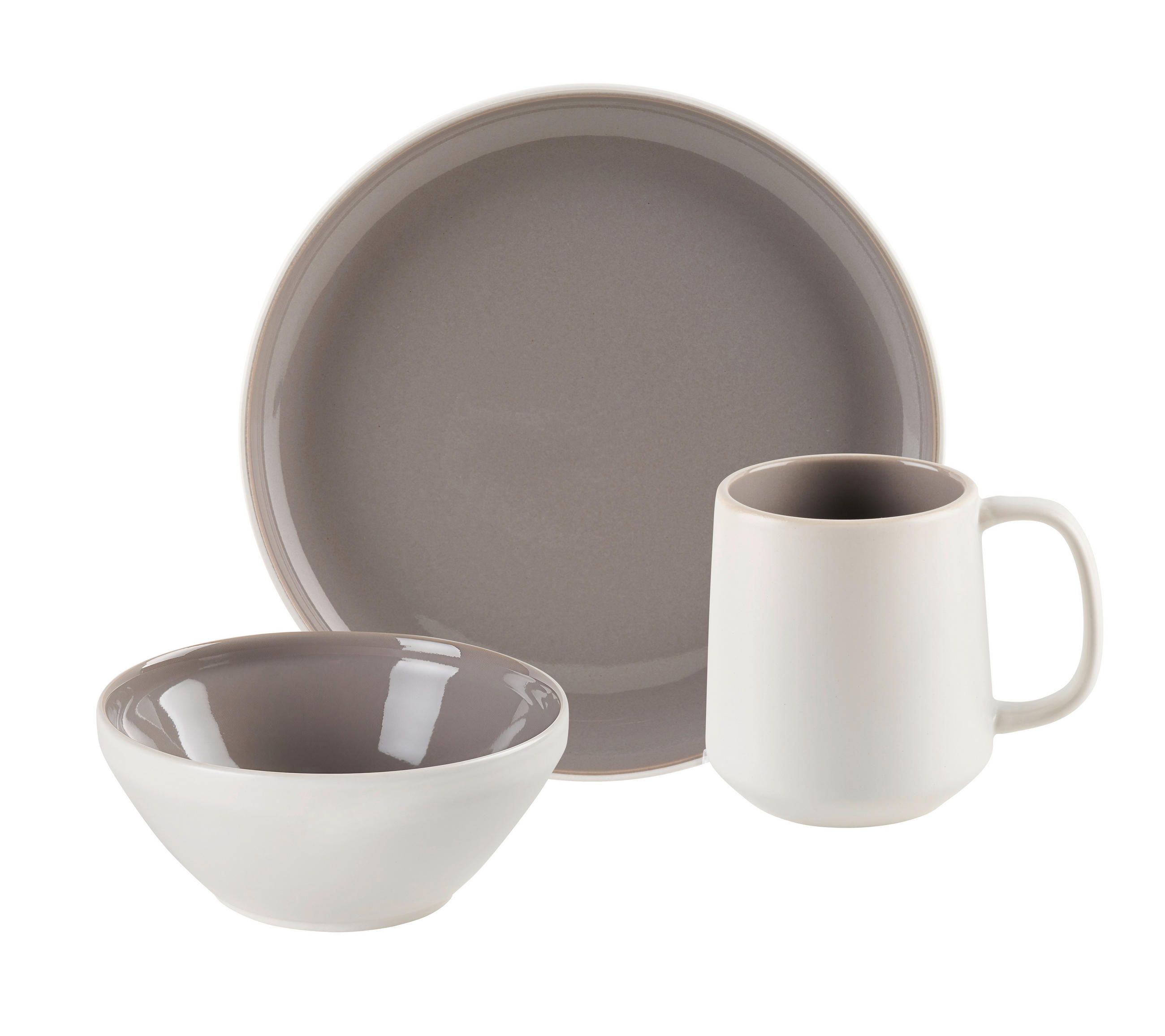 FRÜHSTÜCKSSERVICE Taupe LEVANTO 6-teilig 2 Personen  - Taupe, Design, Keramik - Novel