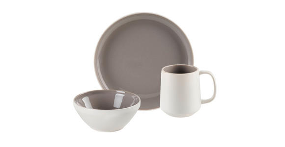 FRÜHSTÜCKSSERVICE Taupe LEVANTO 6-teilig 2 Personen  - Taupe, Design, Keramik - Novel