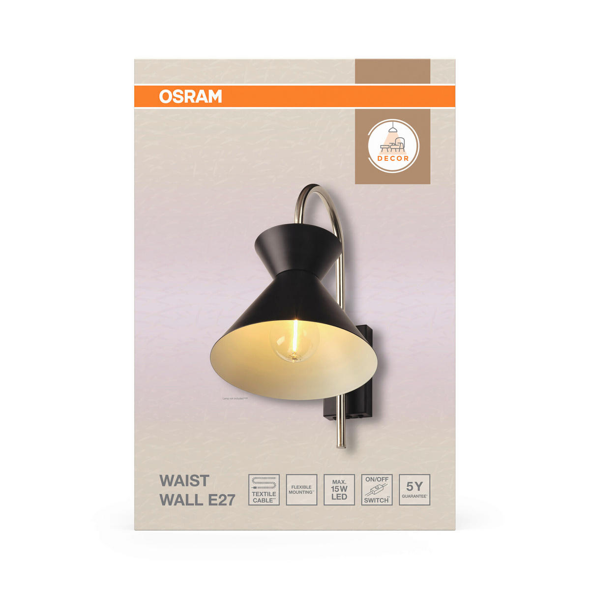 WANDLEUCHTE 20/27,5/34 cm   - Schwarz, Basics, Metall (20/27,5/34cm) - Osram