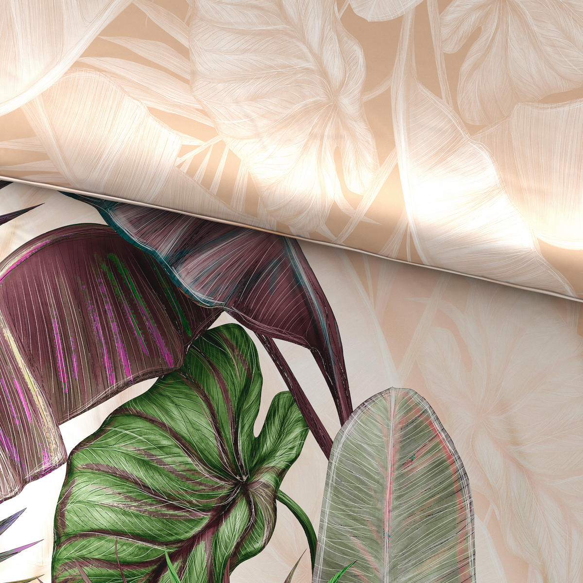 WENDEBETTWÄSCHE JUNGLE PARADISE Satin 135/200 cm  - Mauve, KONVENTIONELL, Textil (135/200cm) - Esposa