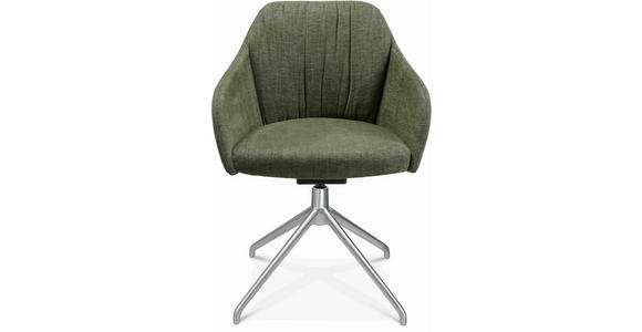 ARMLEHNSTUHL in Aluminium Velours - Alufarben/Grün, Design, Textil/Metall (58/81,5-84,5/60cm) - Johann Jakob