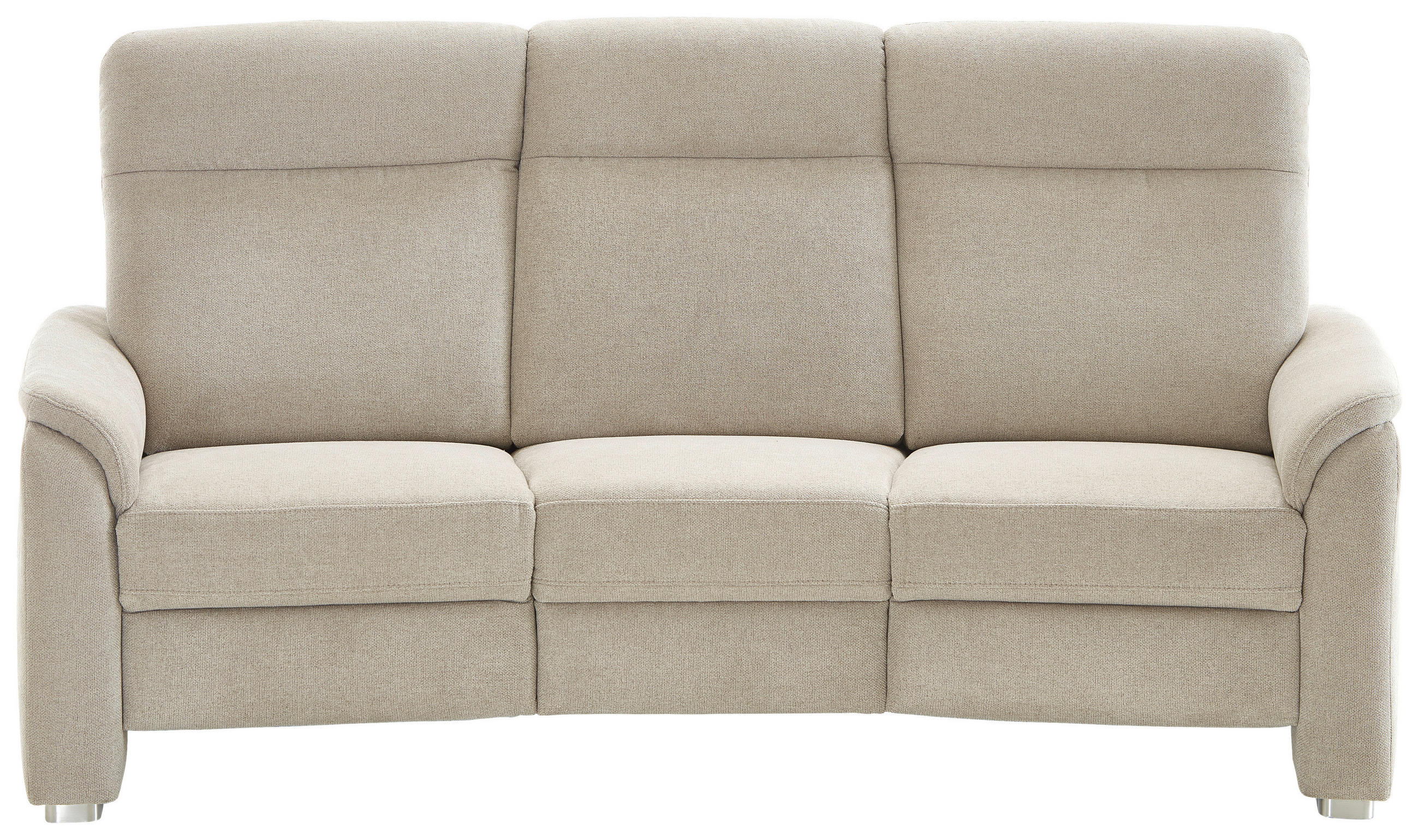 TRAPEZSOFA Flachgewebe Beige  - Beige/Alufarben, Konventionell, Textil/Metall (218/107/103cm) - Beldomo Comfort