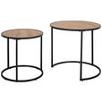 BEISTELLTISCHSET rund Schwarz, Eiche Artisan  - Schwarz/Eiche Artisan, Basics, Holzwerkstoff/Metall (50/40/50/40/45.5/39cm) - Carryhome