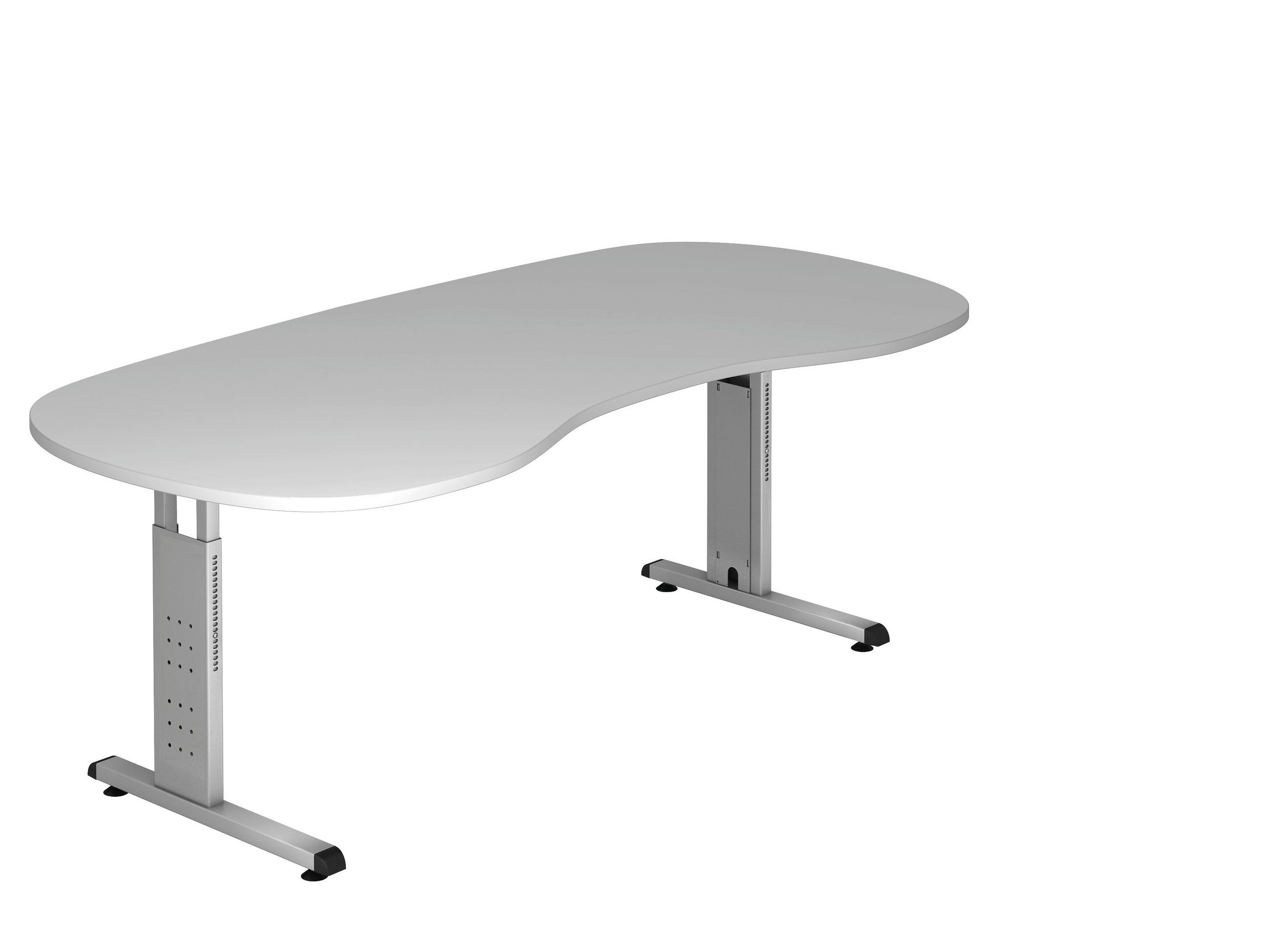 SCHREIBTISCH höhenverstellbar  - Silberfarben/Grau, KONVENTIONELL, Holzwerkstoff/Metall (200/100/65-85cm) - Venda