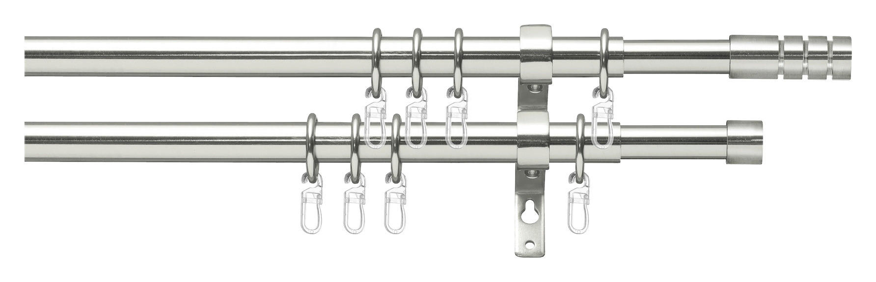 Rundstangengarnitur 2-lfg Ada Edelstahlfarben L: 120-230 Cm