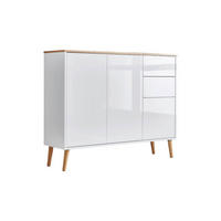 KOMODA, biela, dub artisan, biela s vysokým leskom, 105,5/86/33 cm - biela/biela s vysokým leskom, Modern, drevo/kompozitné drevo (105,5/86/33cm) - MID.YOU