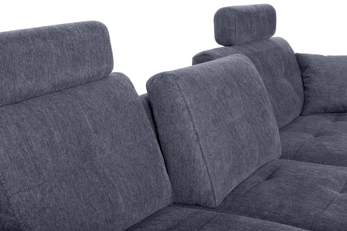 ECKSOFA in Mikrofaser Blau  - Chromfarben/Blau, Modern, Kunststoff/Textil (276/193cm) - Hom`in