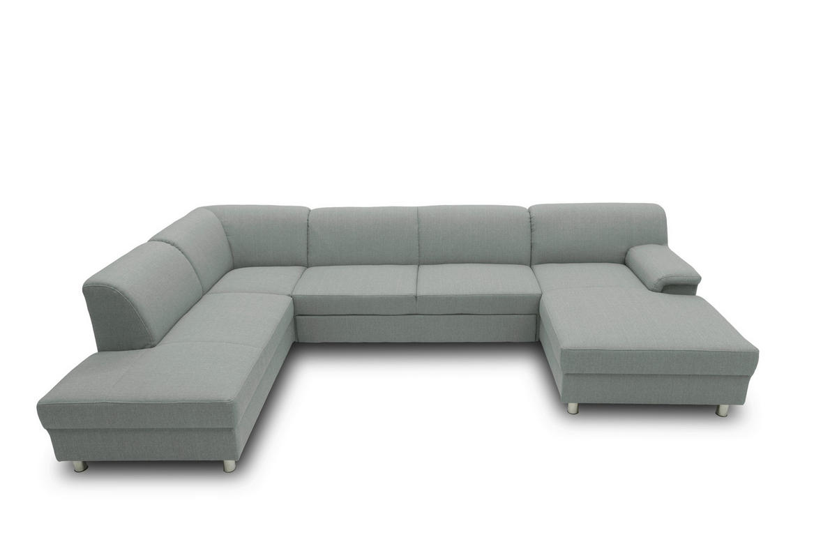 WOHNLANDSCHAFT Silberfarben Webstoff  - Chromfarben/Silberfarben, KONVENTIONELL, Textil/Metall (194/308/150cm) - MID.YOU