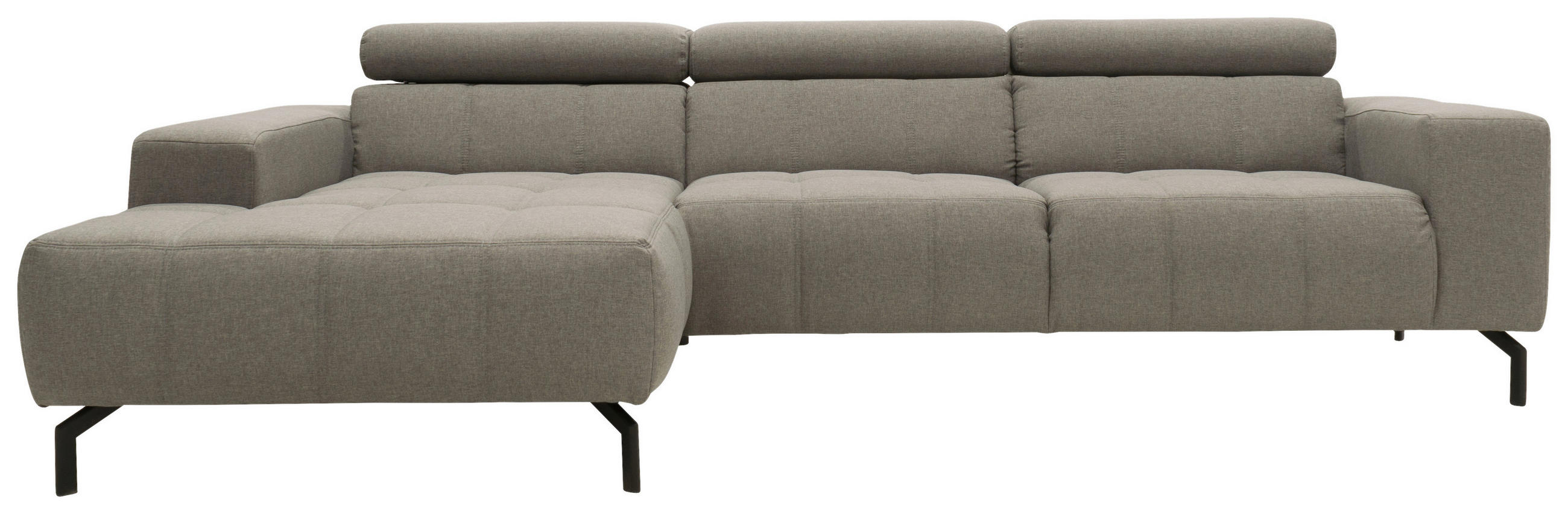 ECKSOFA Silberfarben Webstoff  - Silberfarben/Schwarz, Design, Textil/Metall (175/292cm) - MID.YOU