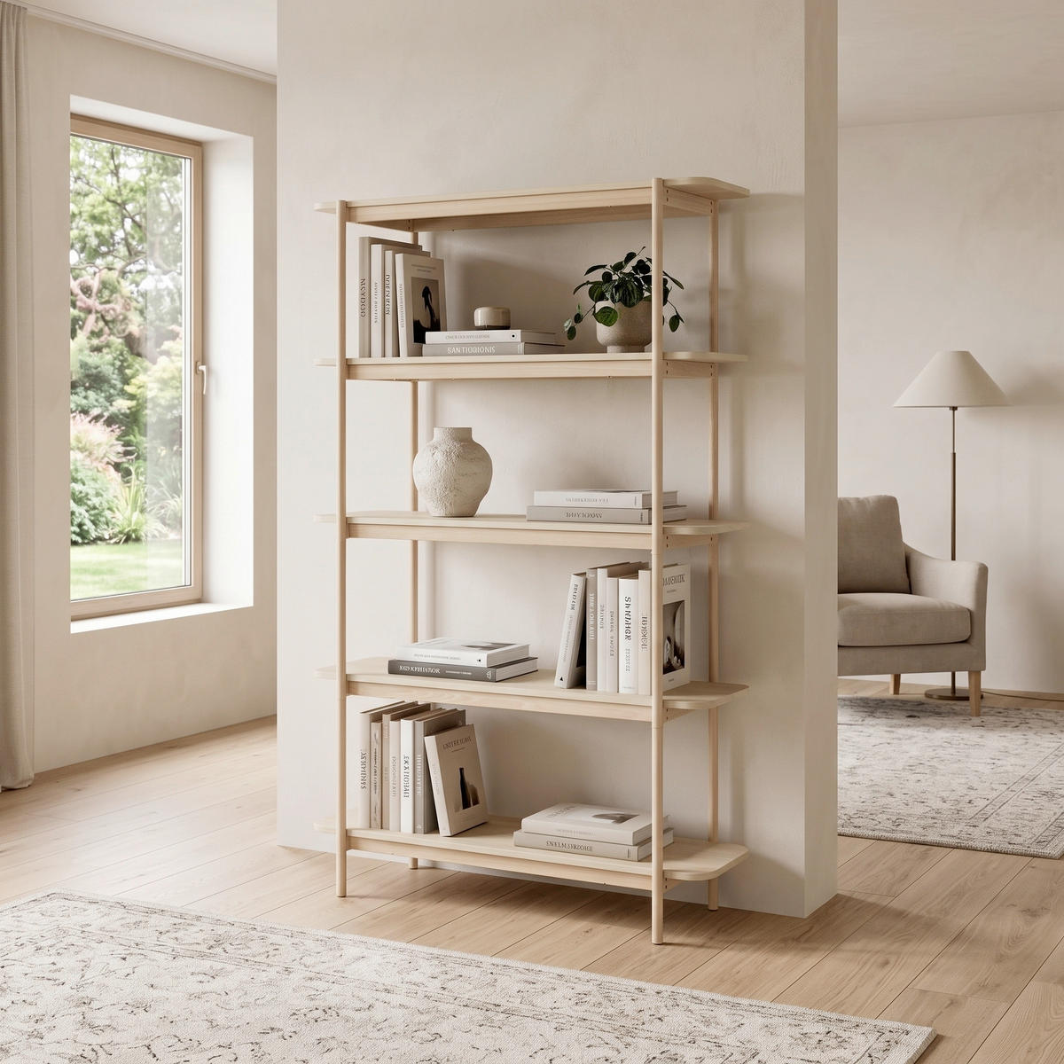 HYLLA i 120/190/40 cm beige  - beige, Modern, metall/trä (120/190/40cm) - Livetastic