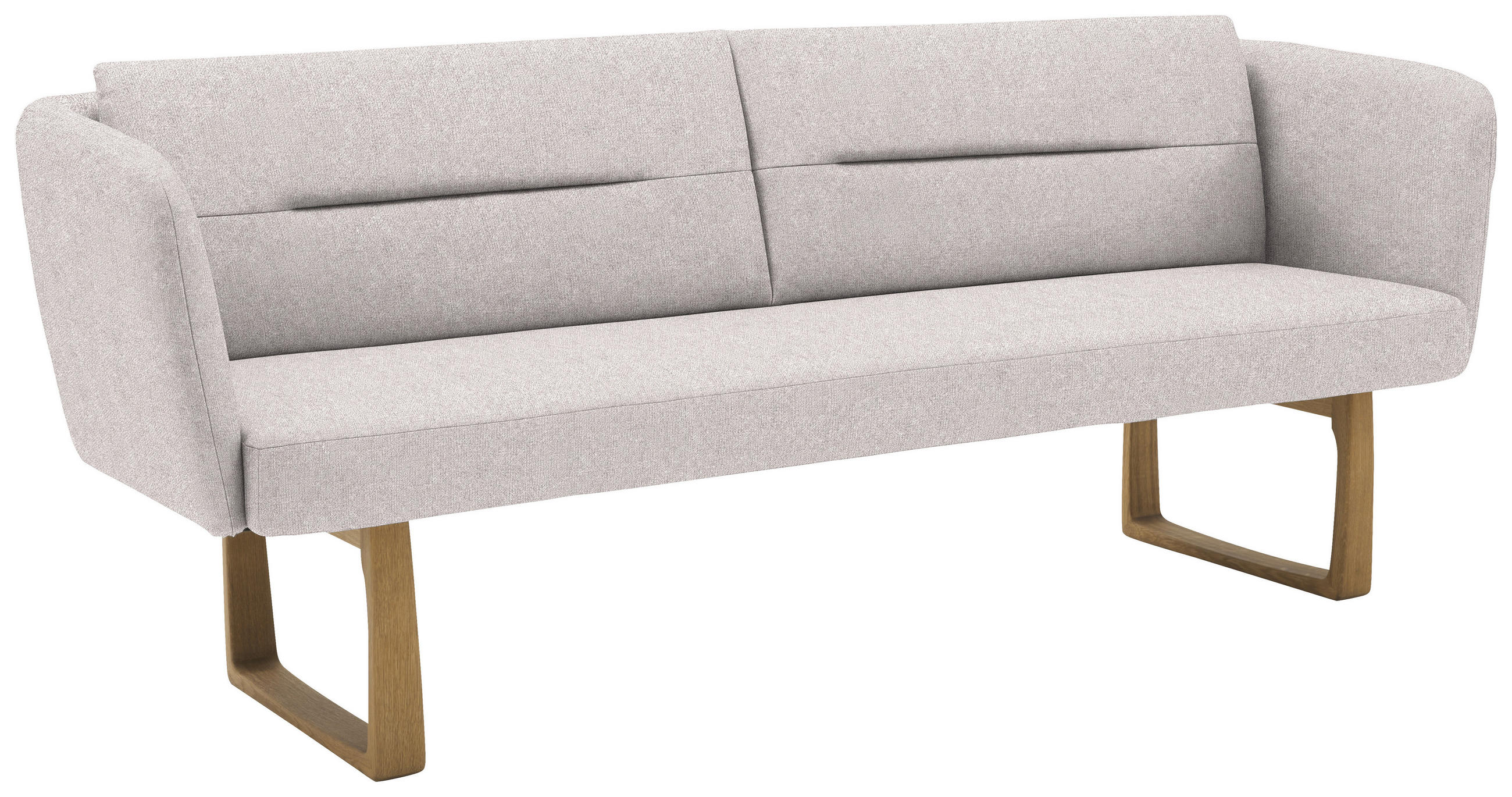 SITZBANK 224/91/69 cm Flachgewebe Hellgrau massiv Holz  - Eichefarben/Hellgrau, Design, Holz/Textil (224/91/69cm) - Valnatura