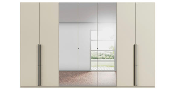 DREHTÜRENSCHRANK 350/235/61 cm,  in Champagner, 7-türig  - Chromfarben/Champagner, Basics, Glas/Holzwerkstoff (350/235/61cm) - Novel