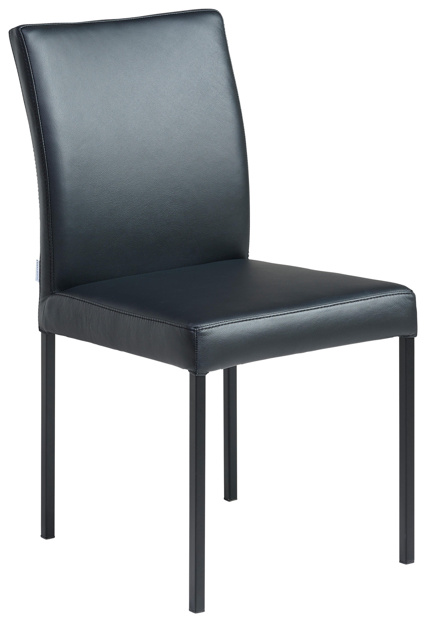 STUHL  in Stahl Echtleder pigmentiert Metall, Leder  - Schwarz, MODERN, Leder/Metall (45,5/86/57,5cm) - Livetastic