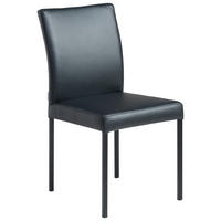 STUHL Echtleder Schwarz  - Schwarz, MODERN, Leder/Metall (45,5/86/57,5cm) - Livetastic