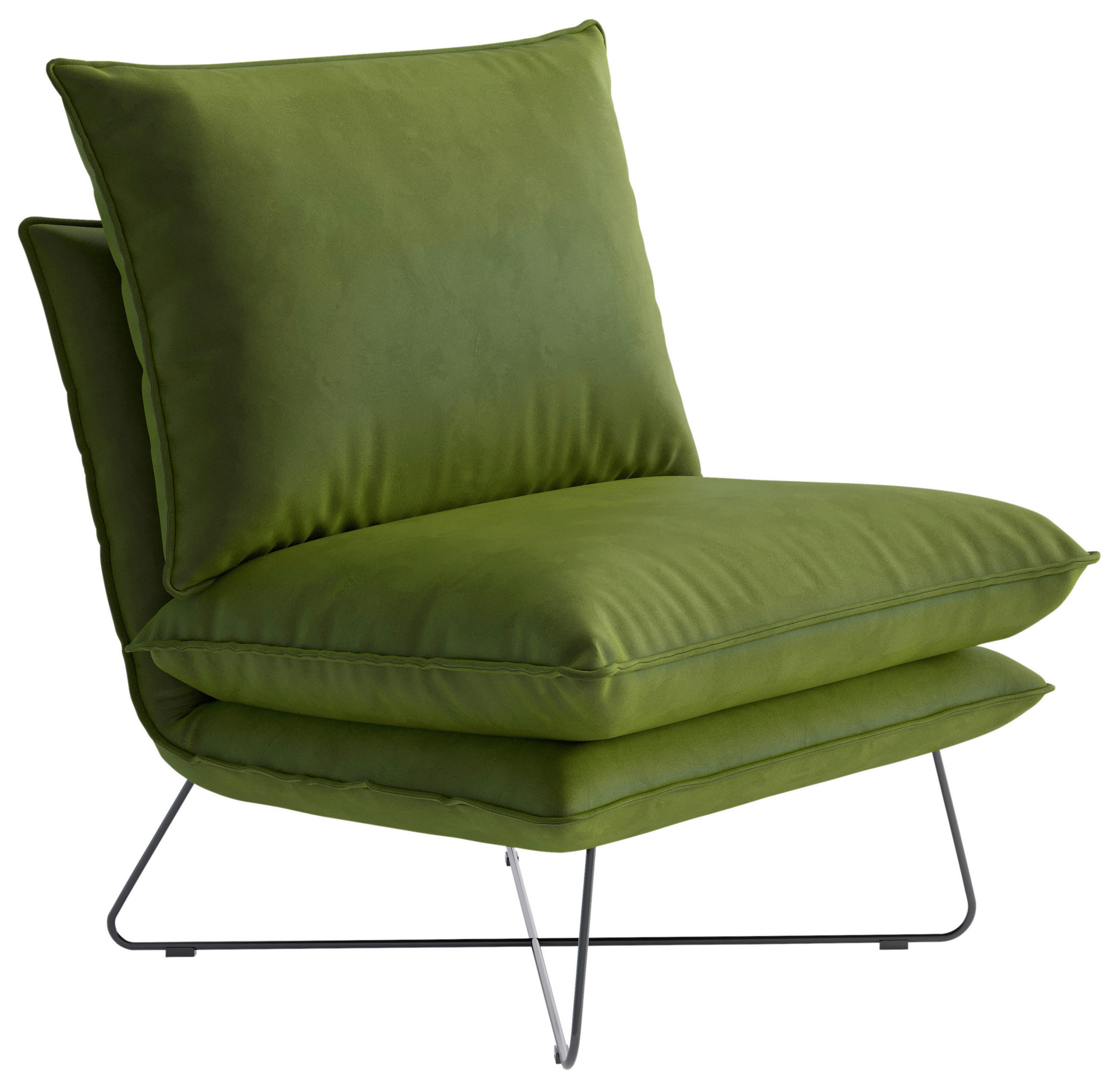 SESSEL SKYLINE Flachgewebe Grün    - Schwarz/Grün, Design, Textil/Metall (72/84/90cm) - Livetastic