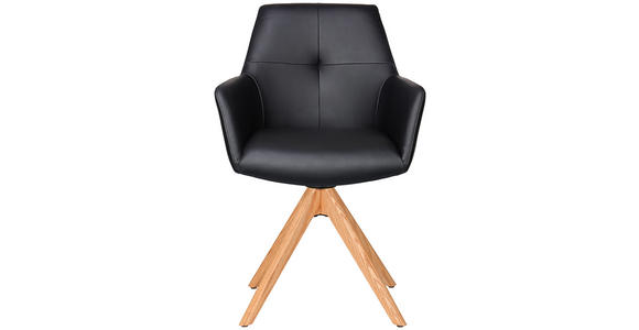 ARMLEHNSTUHL in Echtleder pigmentiert - Eichefarben/Schwarz, KONVENTIONELL, Leder/Holz (59,5/87,5/63cm) - Novel
