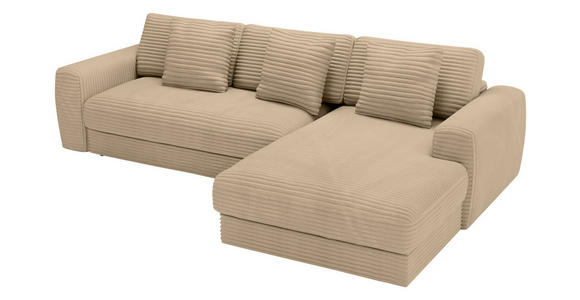 ECKSOFA in Cord Beige  302/182 cm  - Beige/Schwarz, MODERN, Kunststoff/Textil (302/182cm) - Carryhome