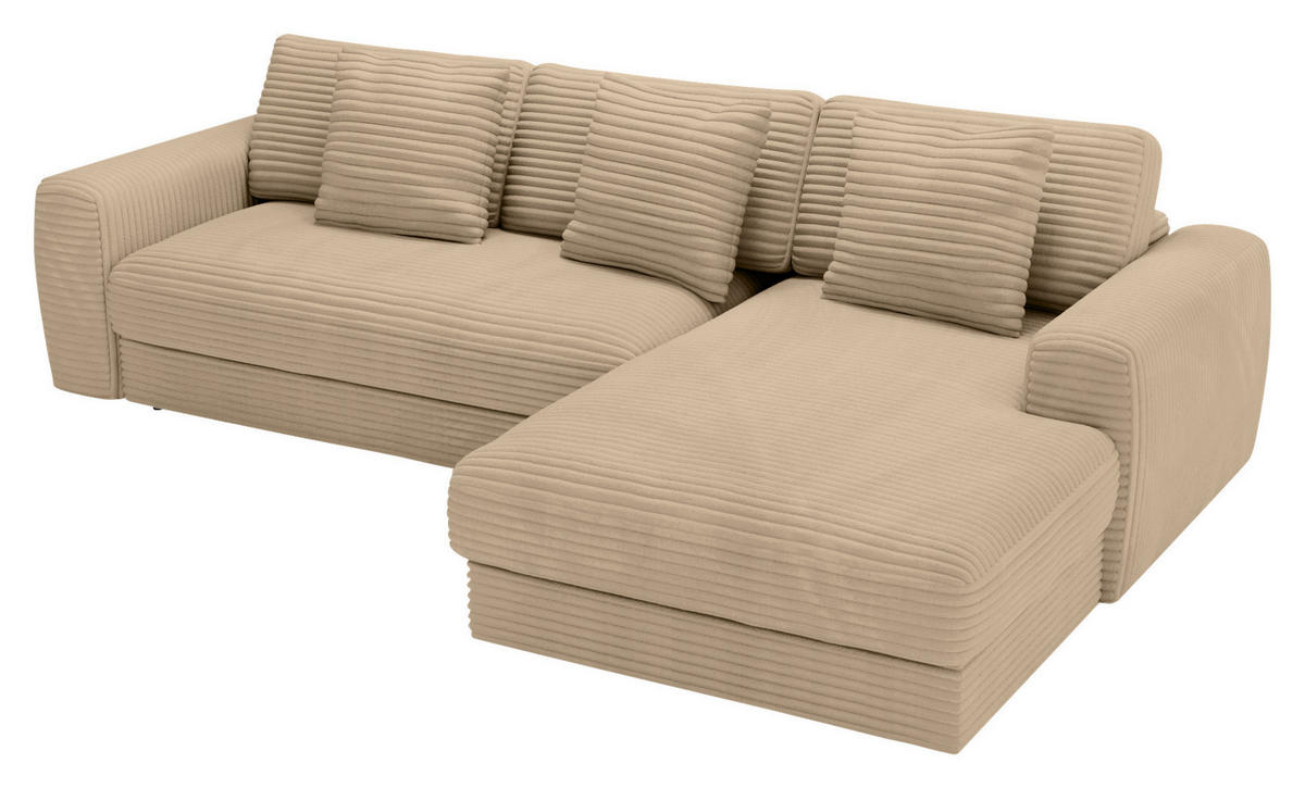 ECKSOFA in Cord Beige  302/182 cm  - Beige/Schwarz, MODERN, Kunststoff/Textil (302/182cm) - Carryhome