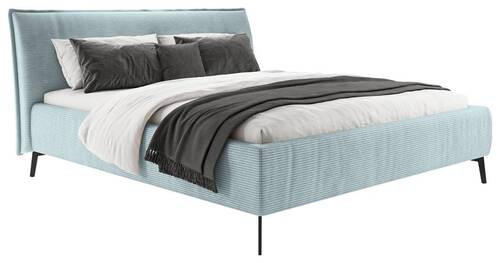 POLSTERBETT gepolstertes Kopfteil 180/200 cm  in Hellblau  - Schwarz/Hellblau, Design, Textil/Metall (180/200cm) - Lomoco