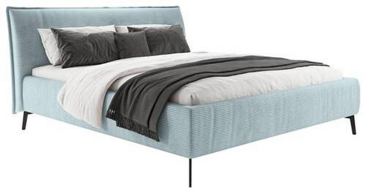 POLSTERBETT 180/200 cm  in Hellblau  - Schwarz/Hellblau, Design, Textil/Metall (180/200cm) - Lomoco