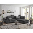 ECKSOFA Grau Mikrovelours  - Schwarz/Grau, KONVENTIONELL, Kunststoff/Textil (265/217cm) - Carryhome