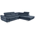 ECKSOFA  in Webstoff Dunkelblau  280/235 cm  - Dunkelblau, Design, Textil/Metall (280/235cm) - Hom`in