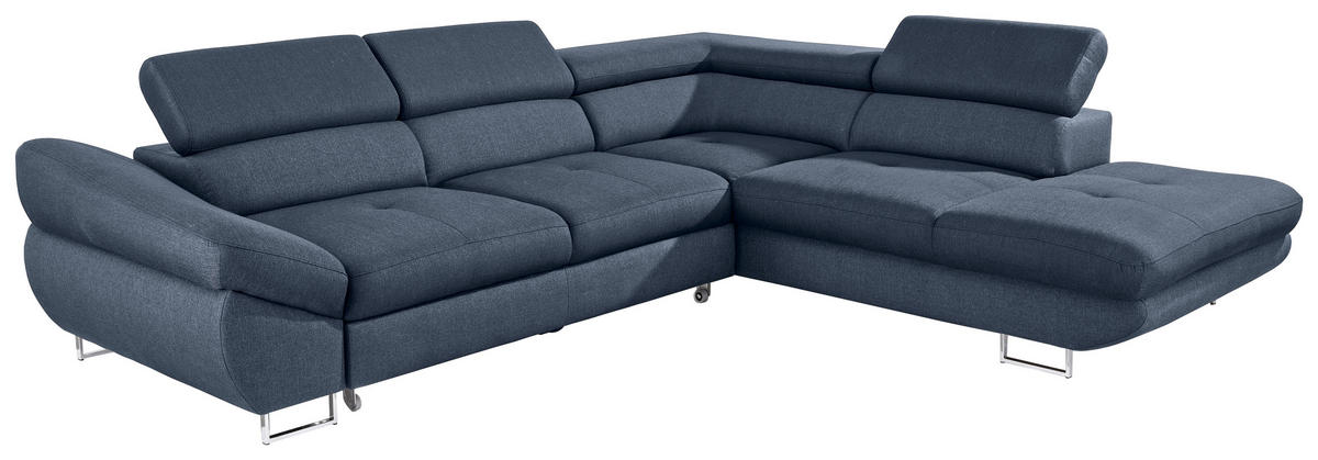 ECKSOFA in Webstoff Dunkelblau  - Dunkelblau, Design, Textil/Metall (280/235cm) - Hom`in