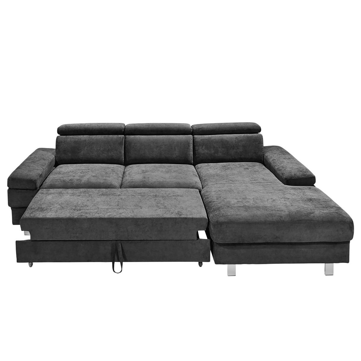 ECKSOFA in Webstoff Anthrazit  - Anthrazit/Silberfarben, KONVENTIONELL, Textil/Metall (182/82/260cm) - Trendmanufaktur