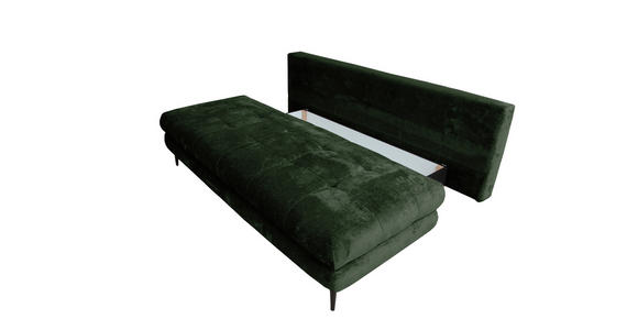 SCHLAFSOFA  mit Liegefunktion, Schlafen auf Sitzhöhe, Rücken echt Chenille Dunkelgrün  - Dunkelgrün/Schwarz, KONVENTIONELL, Textil/Metall (203/94/96cm) - Carryhome