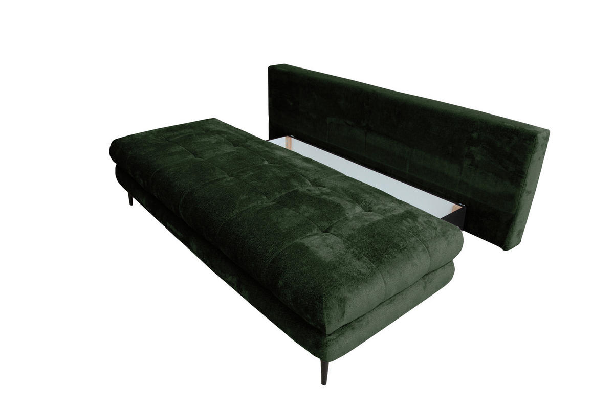 SCHLAFSOFA Chenille Dunkelgrün  - Dunkelgrün/Schwarz, KONVENTIONELL, Textil/Metall (203/94/96cm) - Carryhome