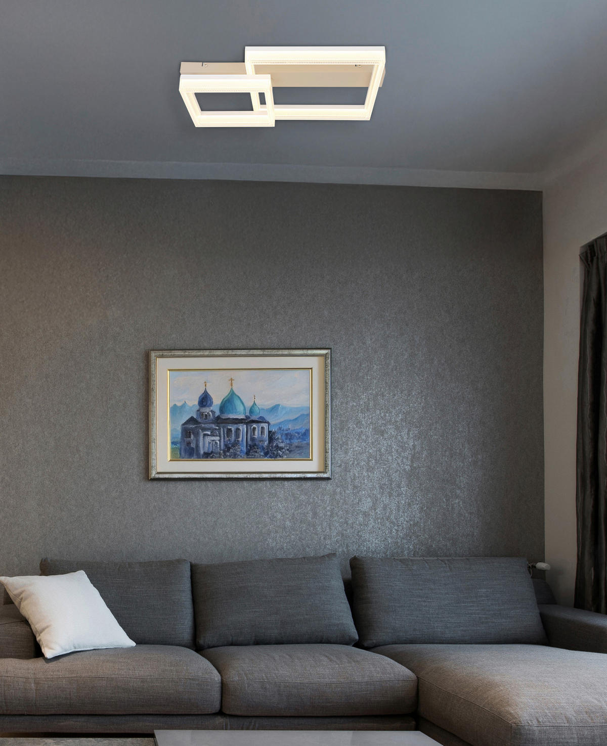 LED-DECKENLEUCHTE 53/33/12,3 cm   - Sandfarben/Transparent, Design, Kunststoff/Metall (53/33/12,3cm) - Globo