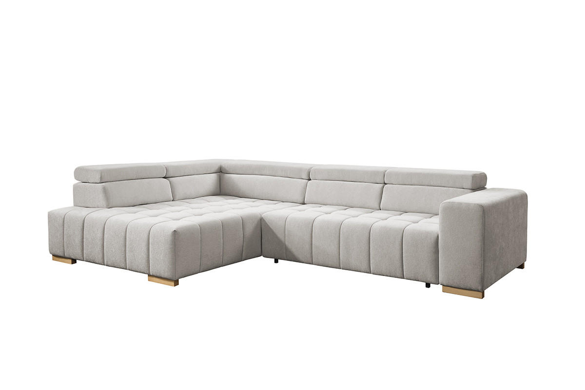 ECKSOFA in Chenille Beige  - Beige/Naturfarben, Design, Holz/Textil (201/307cm) - Livetastic