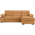 ECKSOFA in Webstoff Currygelb  - Currygelb/Dunkelbraun, KONVENTIONELL, Kunststoff/Textil (258/166cm) - Cantus