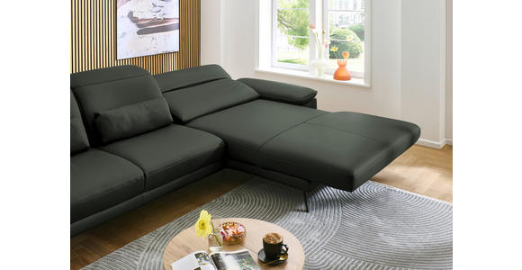 ECKSOFA in Echtleder Dunkelgrün 332/193 cm - Dunkelgrün/Schwarz, Design, Leder/Metall (332/193cm) - Dieter Knoll