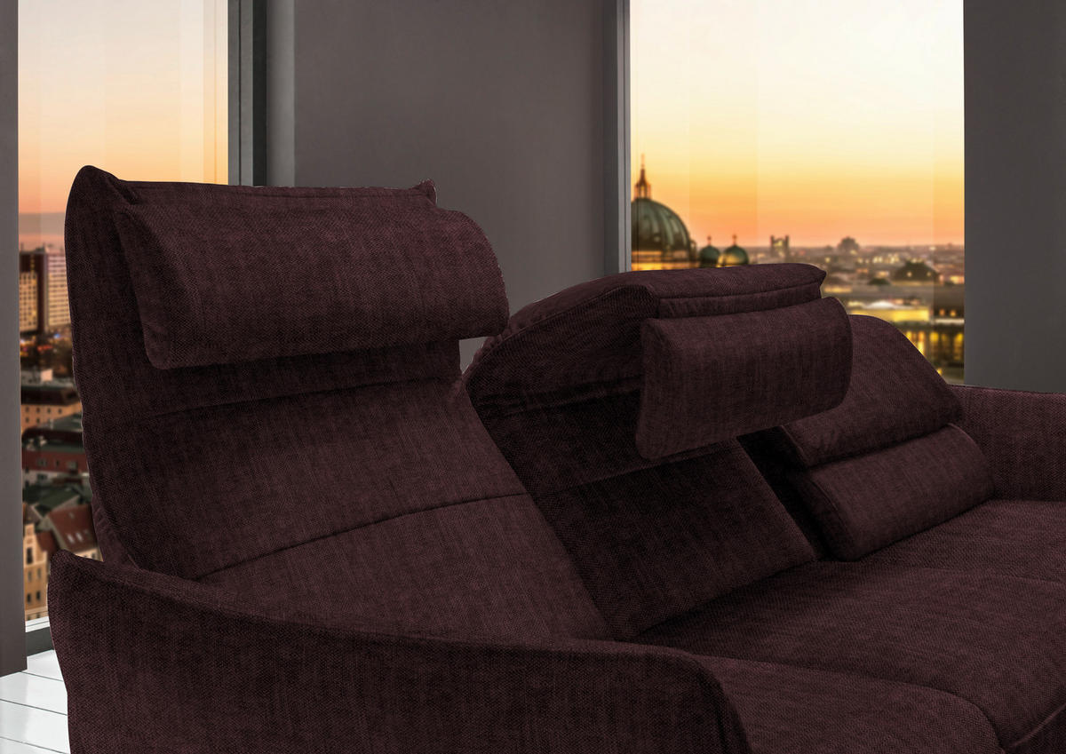 ECKSOFA in Velours Dunkelbraun  - Dunkelbraun/Schwarz, Design, Textil/Metall (283/153cm) - Valdera