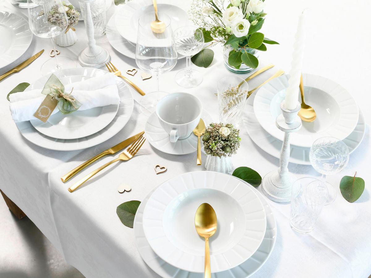 KOMBINOVANÁ SOUPRAVA, 30dílné, porcelán - bílá, Basics, keramika - Creatable