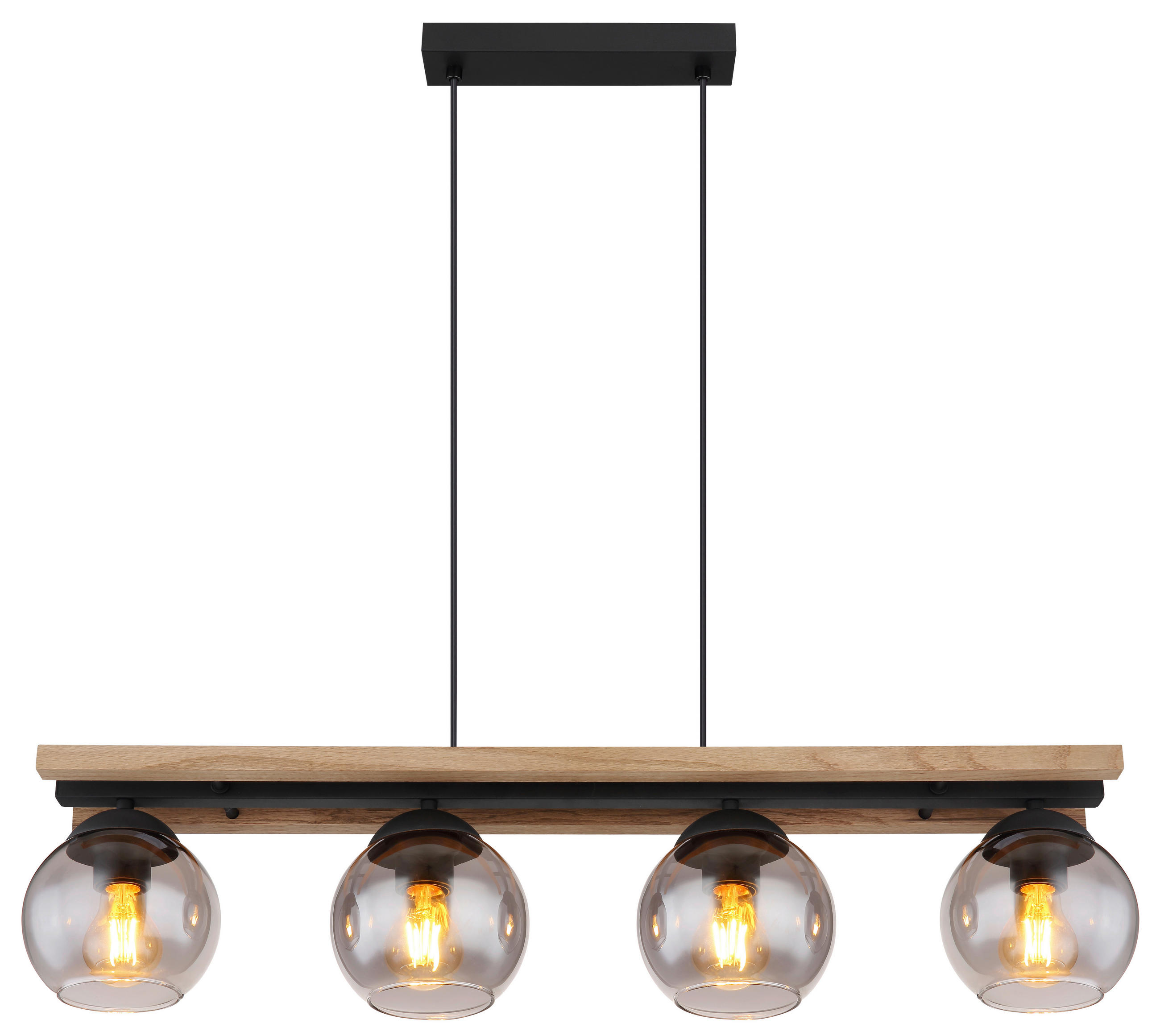 HÄNGELEUCHTE 85/15/120 cm  - Dunkelbraun/Schwarz, Natur, Glas/Holz (85/15/120cm) - Globo