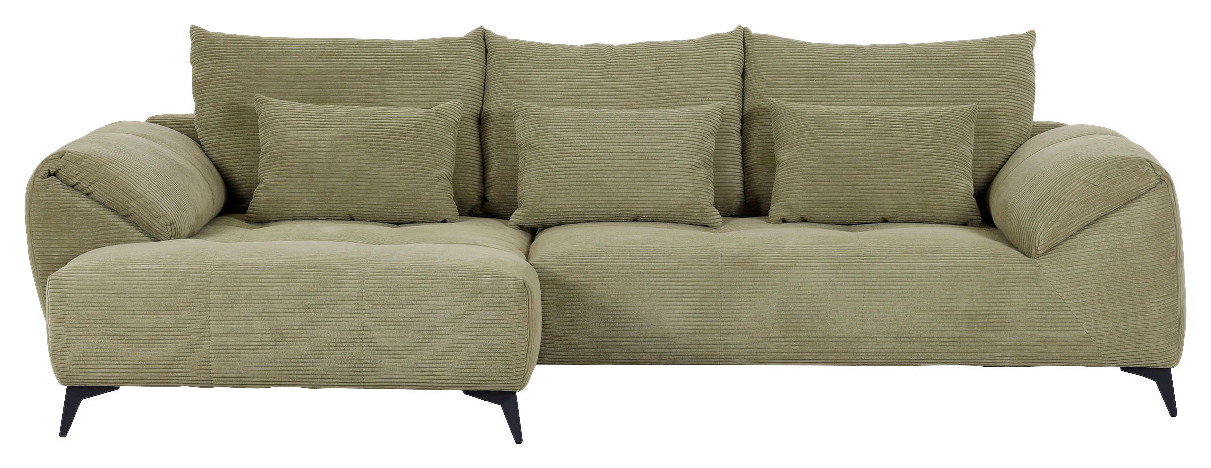 ECKSOFA in Cord Hellgrün  - Schwarz/Hellgrün, Konventionell, Textil/Metall (176/311cm) - Carryhome