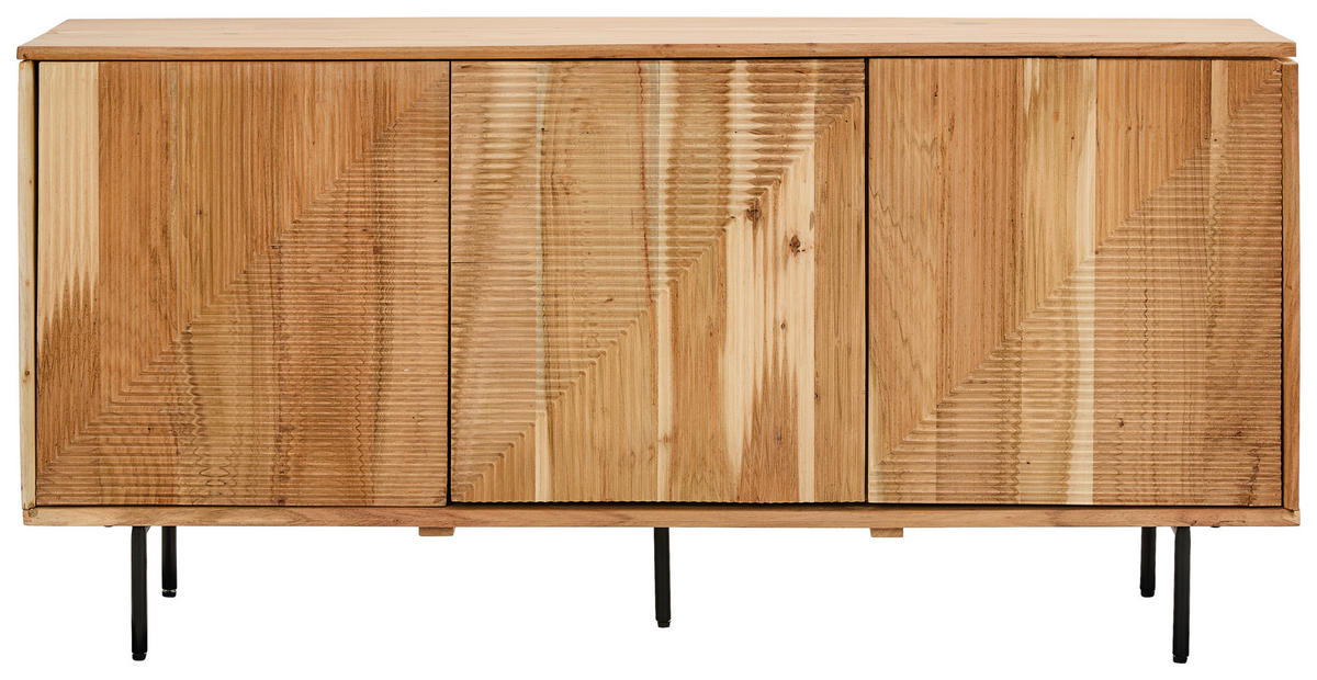 SIDEBOARD  147/71/39 cm  - Schwarz/Akaziefarben, Design, Holz/Metall (147/71/39cm) - Livetastic
