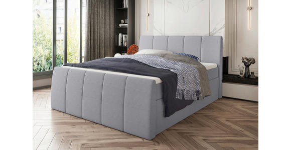 BOXSPRINGBETT 180/200 cm  in Hellgrau  - Hellgrau/Schwarz, KONVENTIONELL, Kunststoff/Textil (180/200cm) - Carryhome