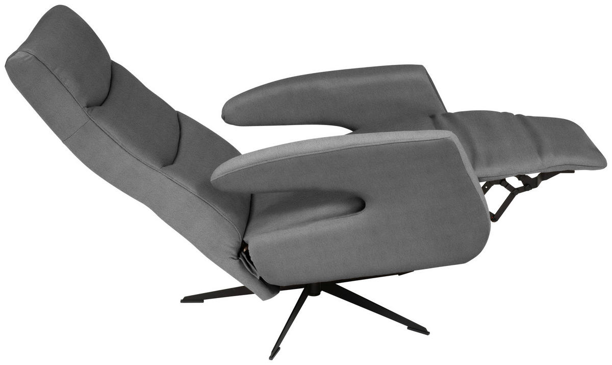 RELAXSESSEL Mikrofaser Relaxfunktion    - Schwarz/Grau, Design, Textil/Metall (75/106/89cm) - Welnova