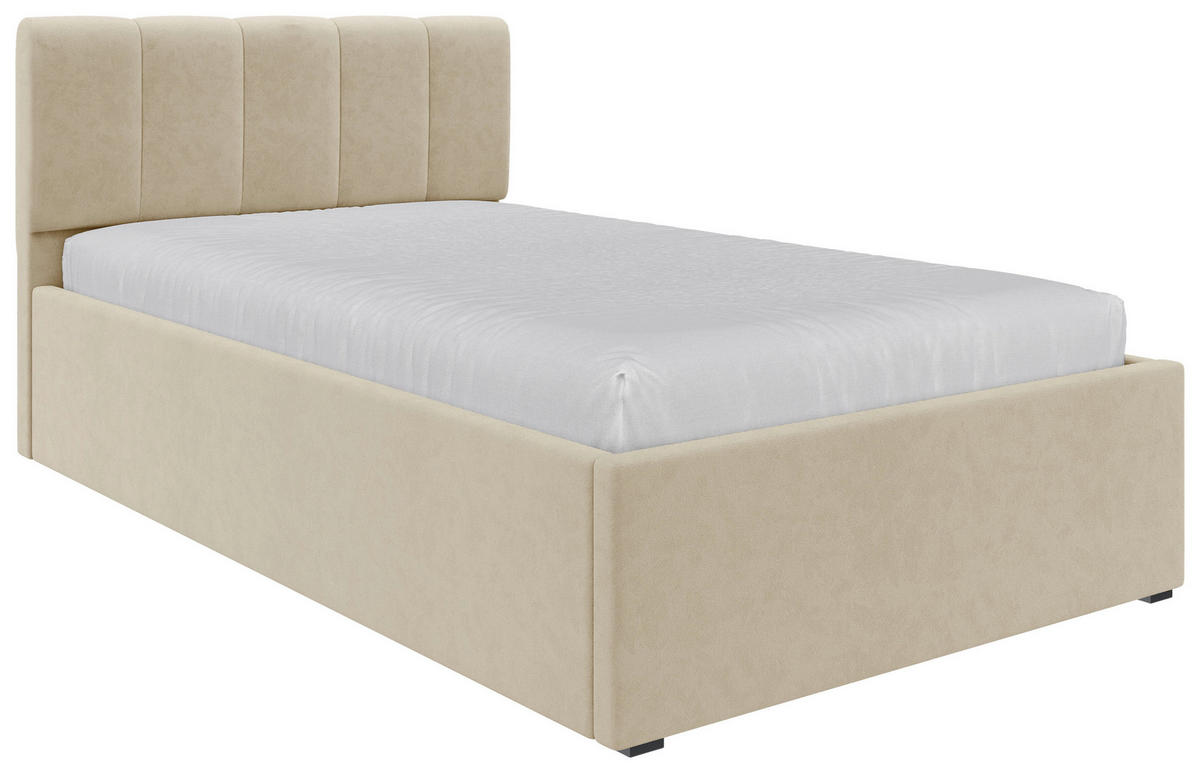 POLSTERBETT Lattenrost, Bettkasten Creme 120/200 cm  - Creme/Schwarz, Design, Holz/Kunststoff (120/200cm) - Stylife