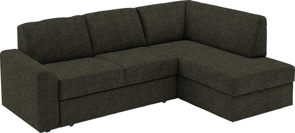 ECKSOFA in Webstoff Dunkelgrün  - Dunkelgrün/Schwarz, Konventionell, Kunststoff/Textil (224/165cm) - Xora