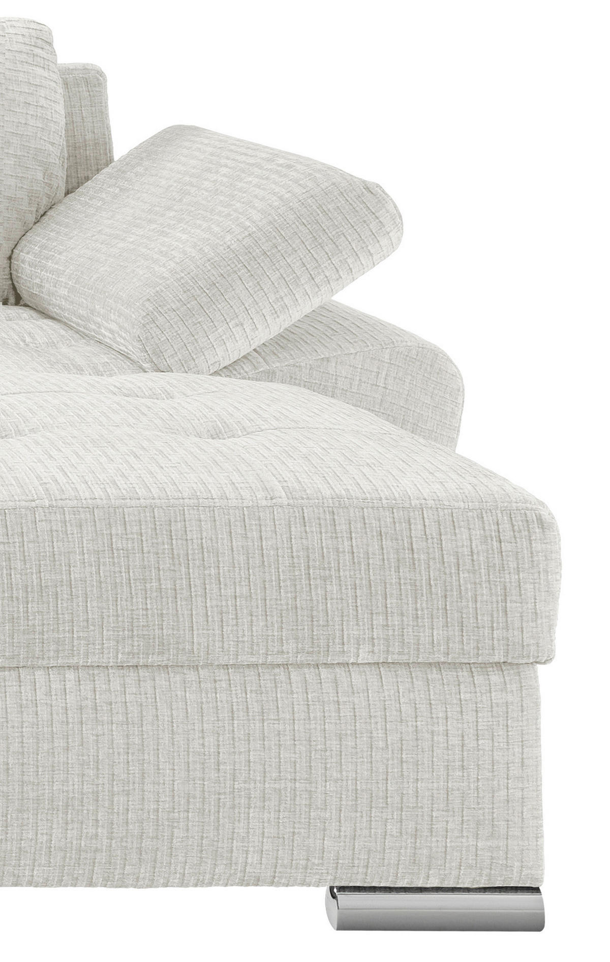 Wohnlandschaft Creme Mikrofaser  - Chromfarben/Creme, KONVENTIONELL, Textil/Metall (219/305/157cm) - Livetastic