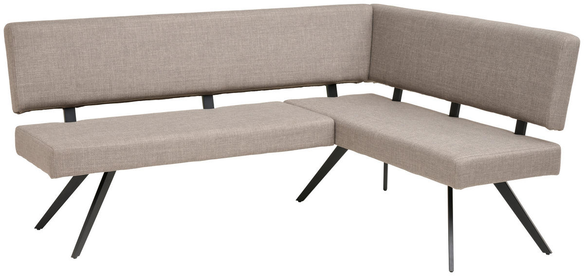 ECKBANK 190/150 cm Webstoff Hellgrau   - Hellgrau/Schwarz, KONVENTIONELL, Textil/Metall (190/150cm) - MID.YOU